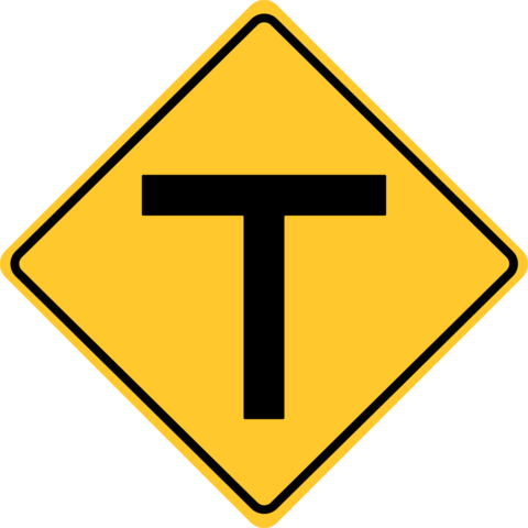 T-Intersection Symbol Yellow Diamond Traffic Sign Template